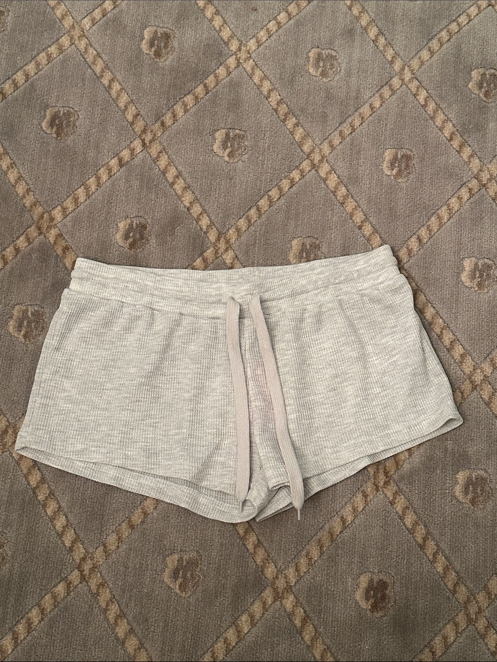 Edikted Light Gray Ribbed Lounge Shorts with Drawstring